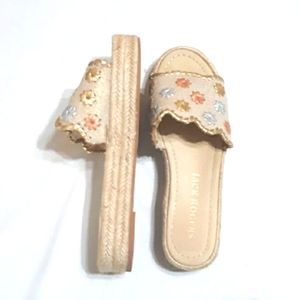 Jack Rogers size 8 flower embossed woven gold slide-on platform espadril…